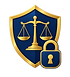 Escudo con candado y balanza que representa confidencialidad y protección de la informació