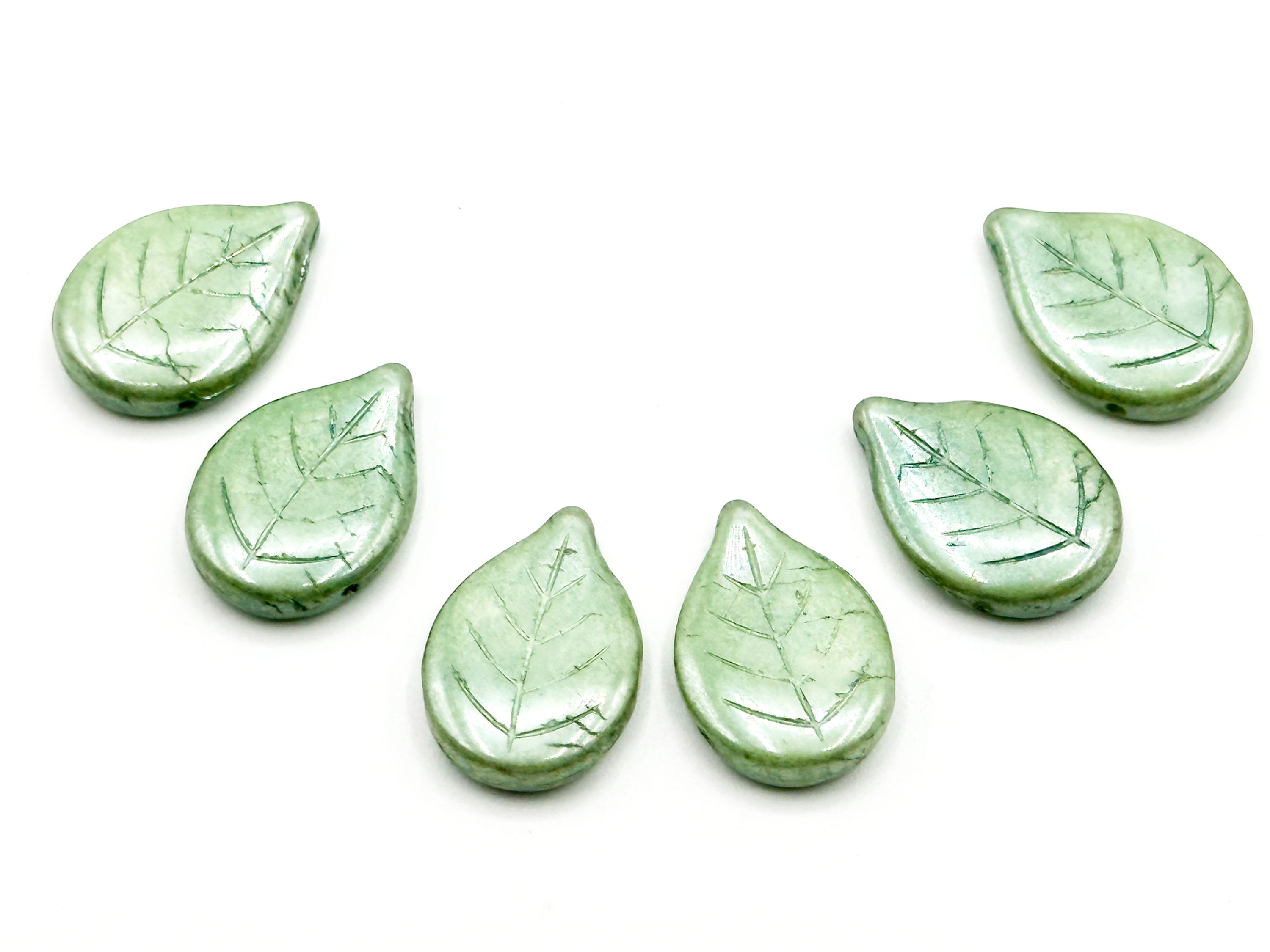 13x18mm Czech Leaf Beads~   Teal Luster