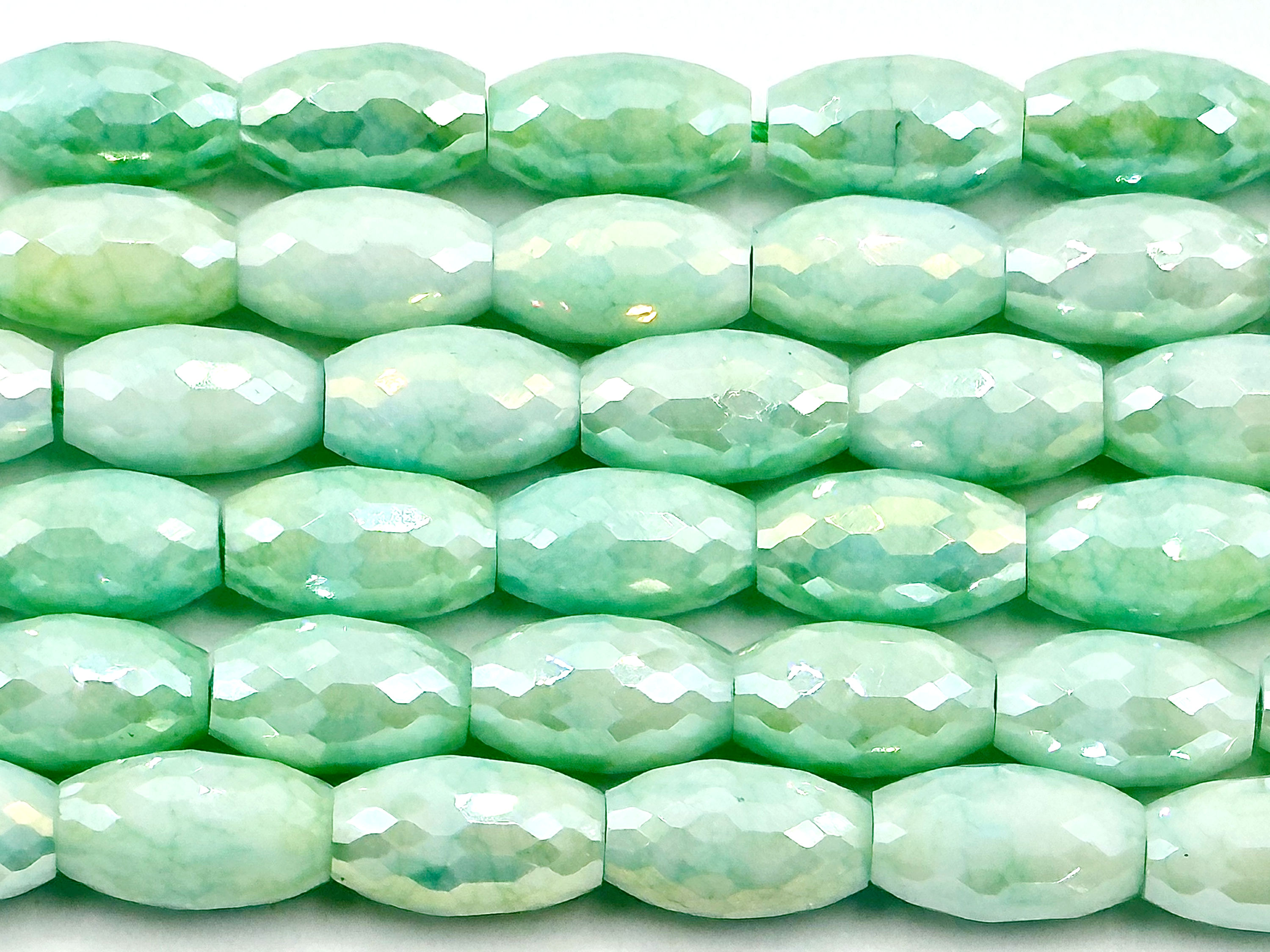 10x6mm Opaque Barrell Beads~ Mint
