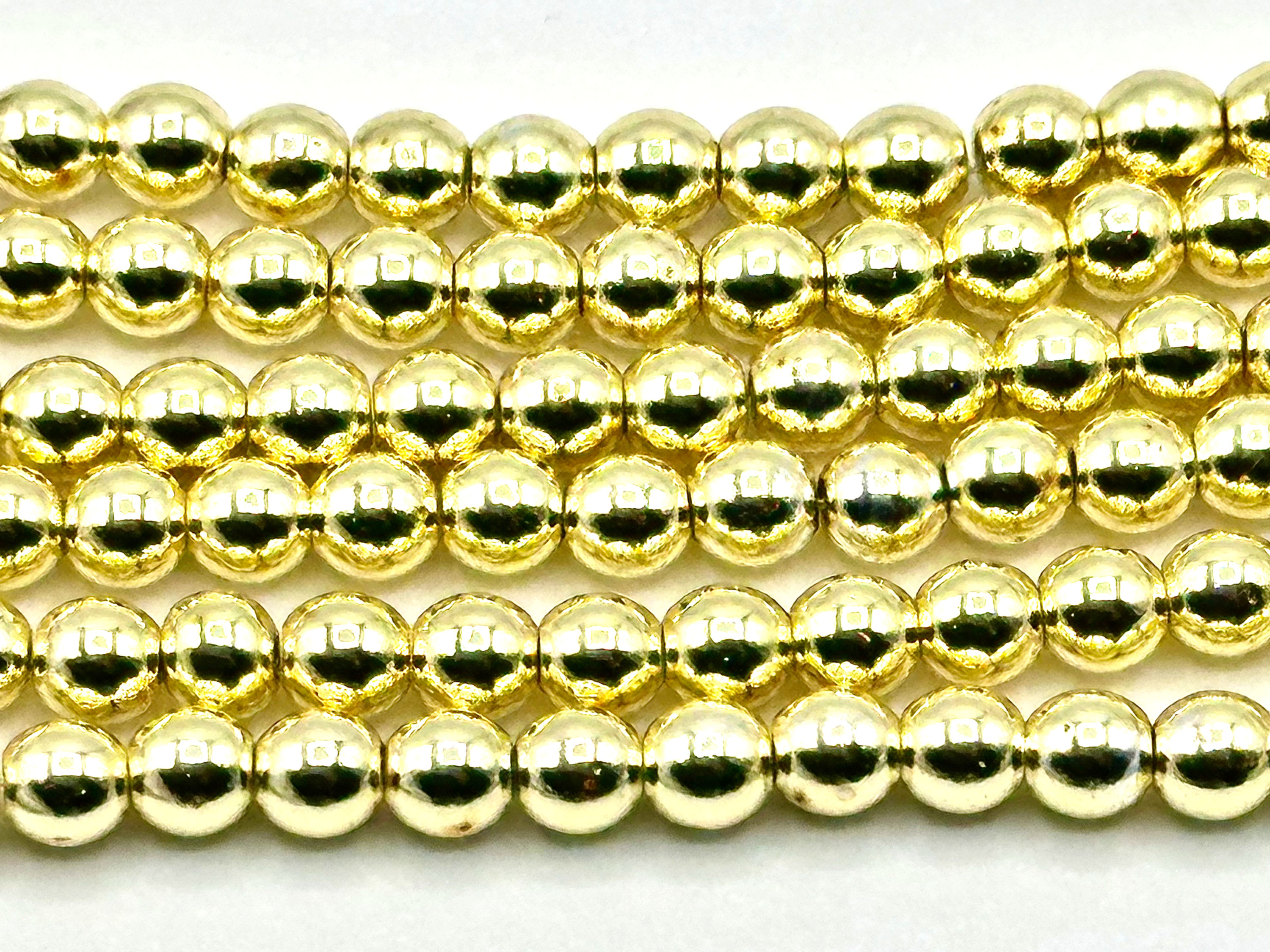 3mm or 4mm Round Synthetic Hematite beads~ Light Gold