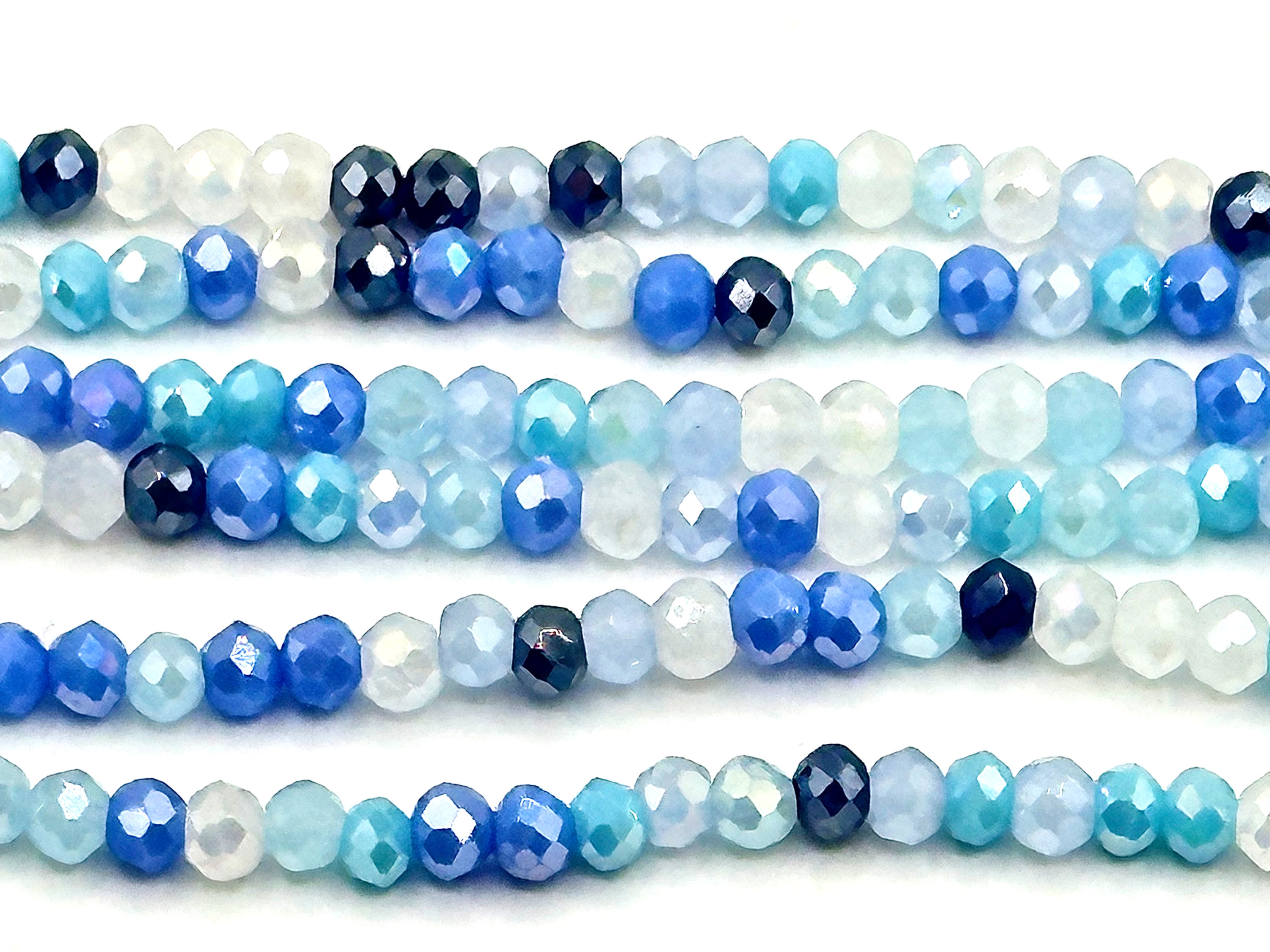 3x2 mm  Blue Mix Rondelle Beads