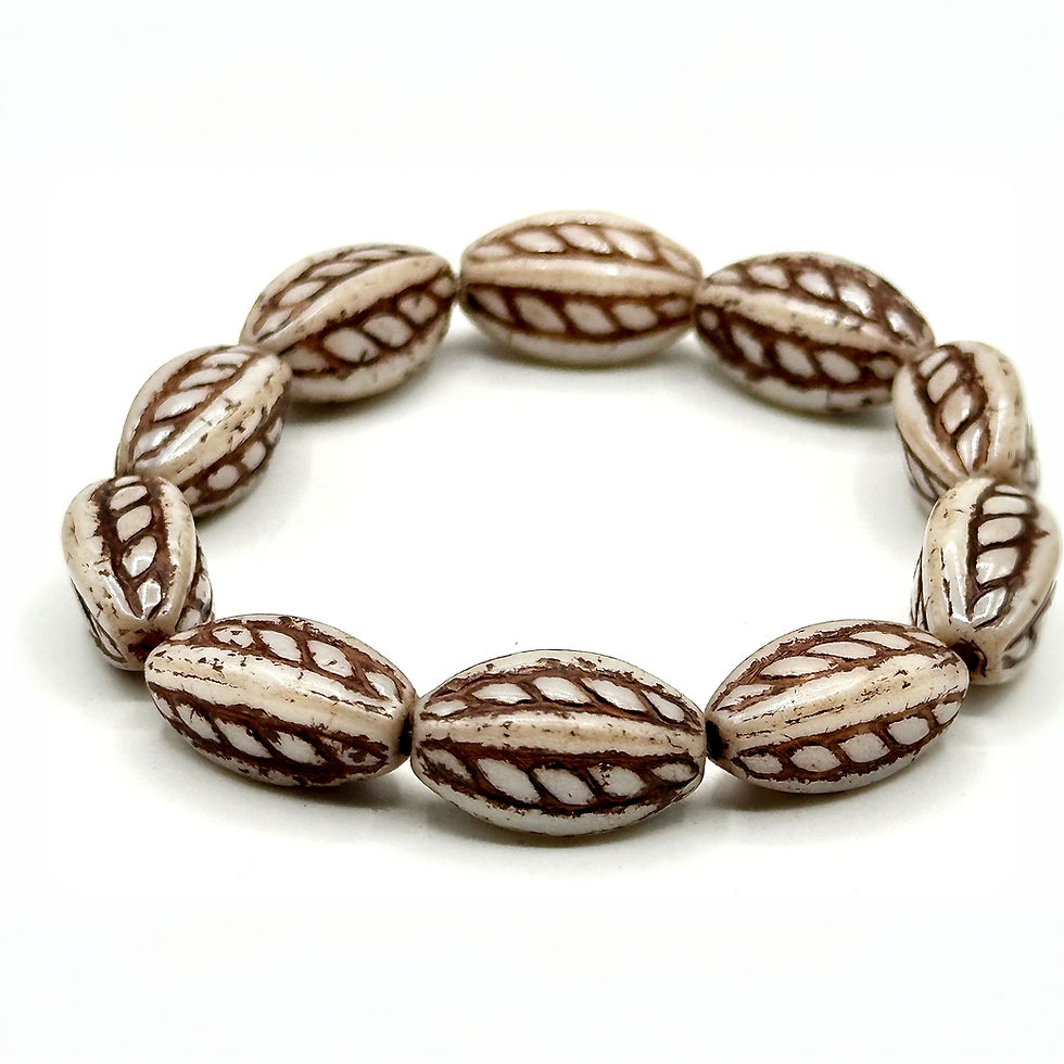 Thumbnail: Czech Twisted Oval~ White and Brown
