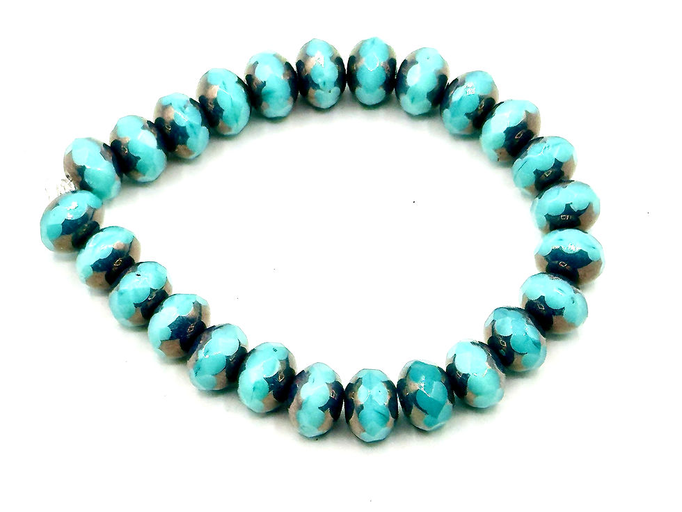 Thumbnail: Czech 5x7mm Rondelle~ Bronzed Tiffany Green