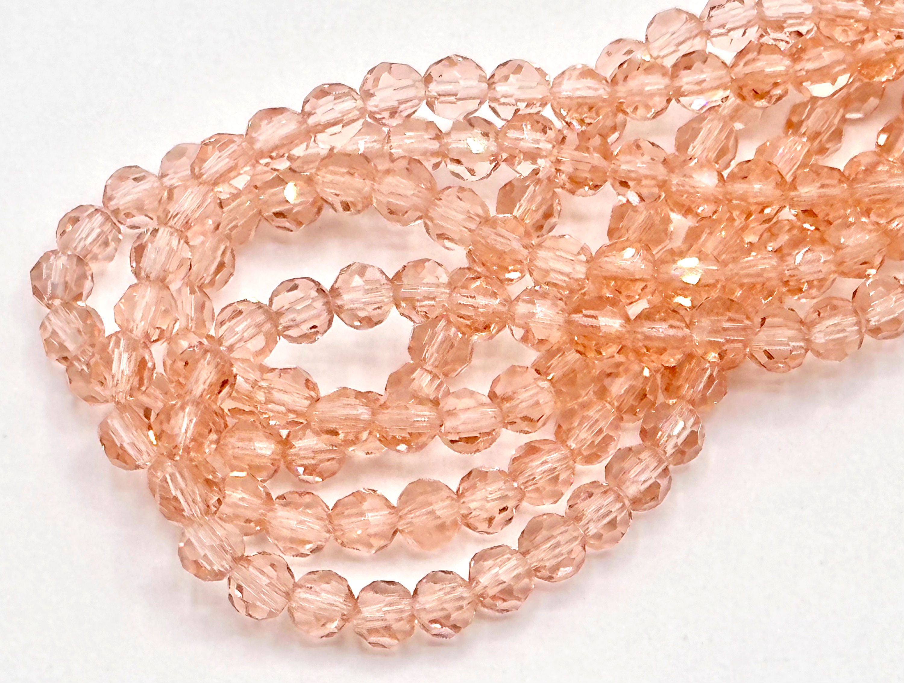 4 mm Round Translucent Rosaline Crystal Strand