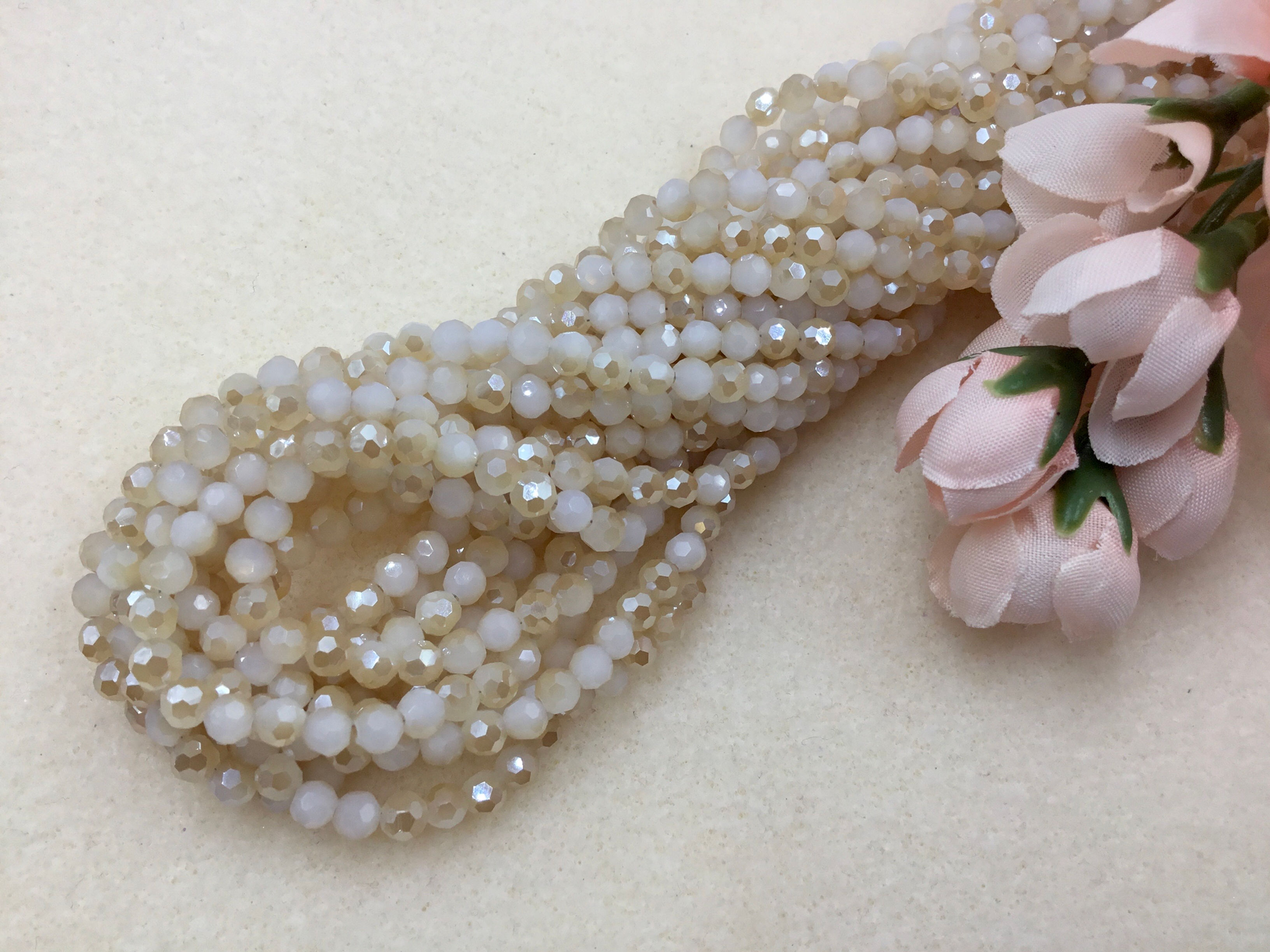 4 mm Round Imitation Jade Half Magma Crystal Strand