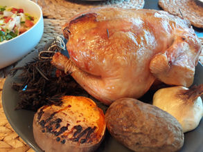 Lavender-Rosemary Chicken Cooked on a Bed of Salt