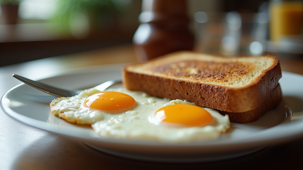 Close-up view of a plate with fried eggs and toast