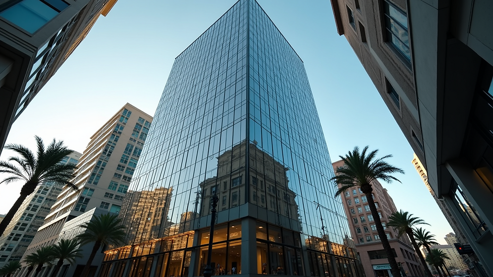 Eye-level view of a modern office building in downtown Phoenix
