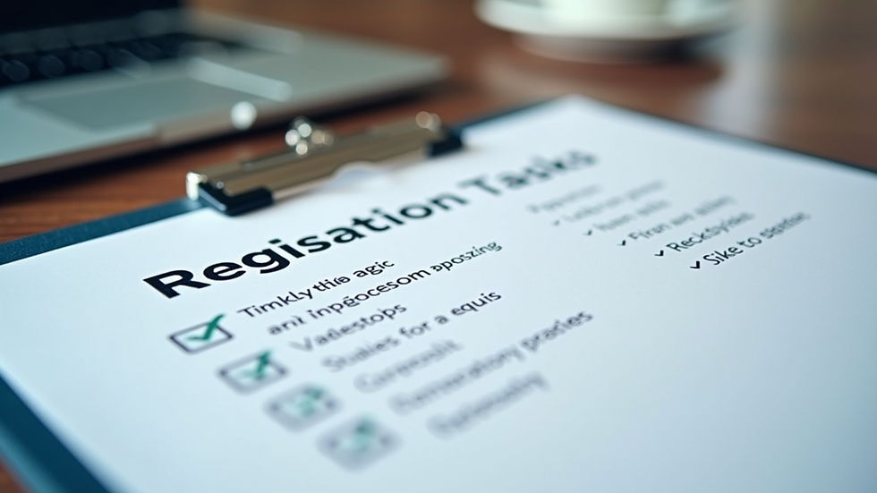 Close-up view of a checklist with business registration tasks