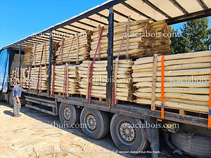 Camion chargé de palettes de piquets ronds en acacia