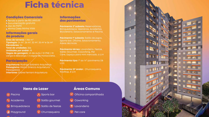 Fachada Isométrica - Ficha Técnica - Marka Perdizes - Lançamento Imobiliário