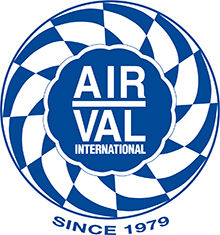 Air-Val International logo in blue and white circular design with text ‘AIR VAL International Since 1979’ symbolizing a global fragrance and cosmetics brand.