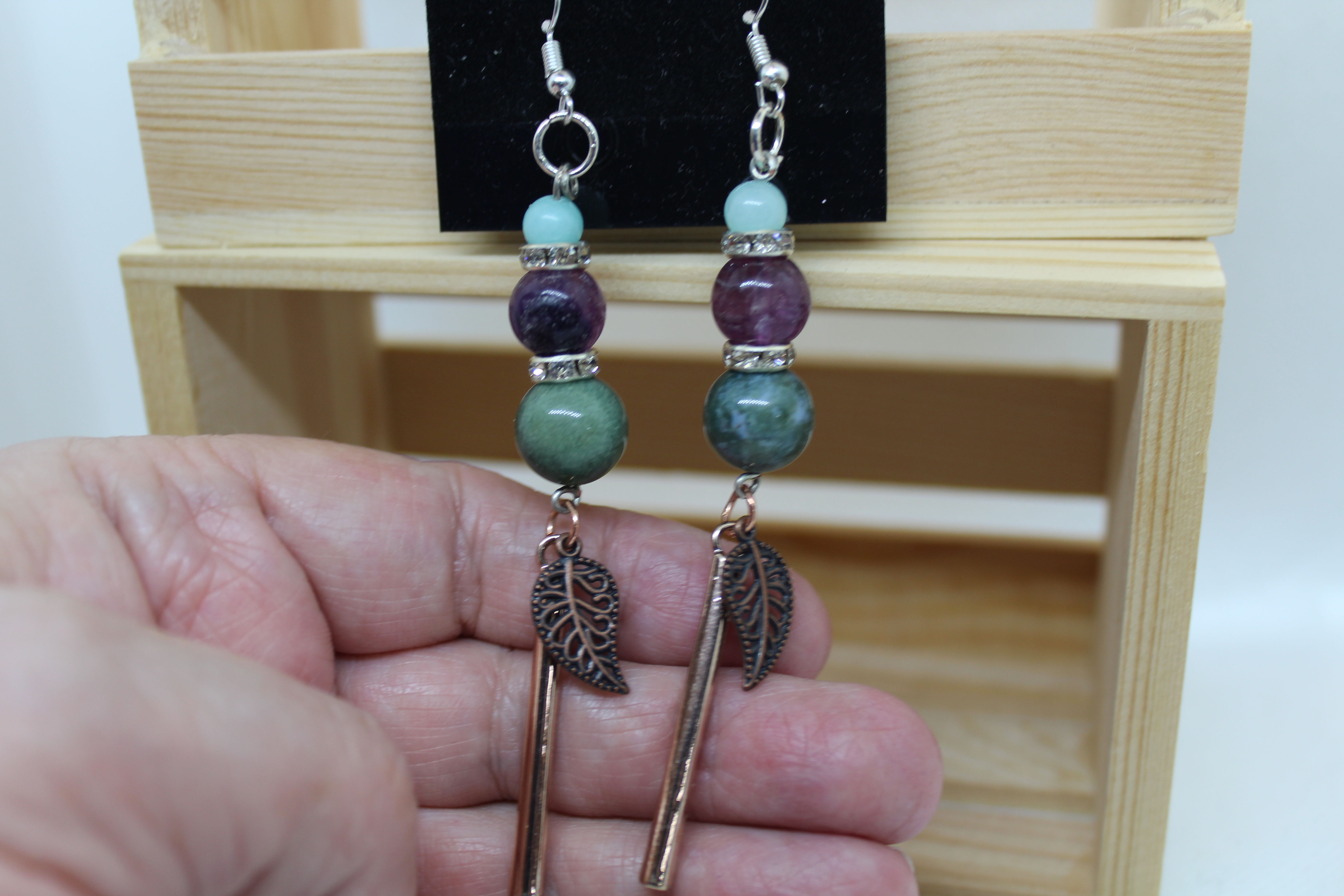 Boho Original Jewellery Art Earrings and crystals