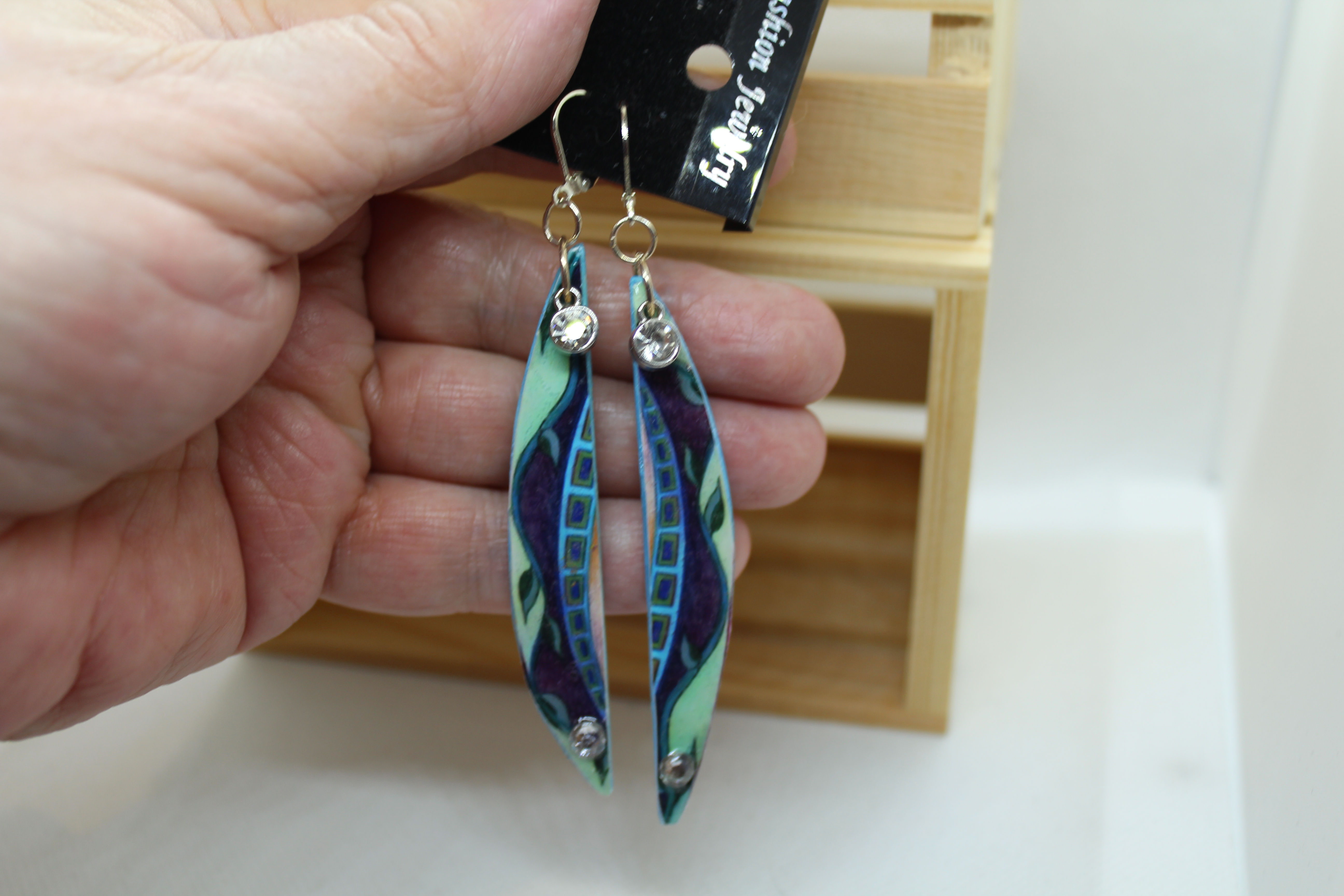 copy of Boho Original Jewellery Earrings wood and crystals, by Gayle