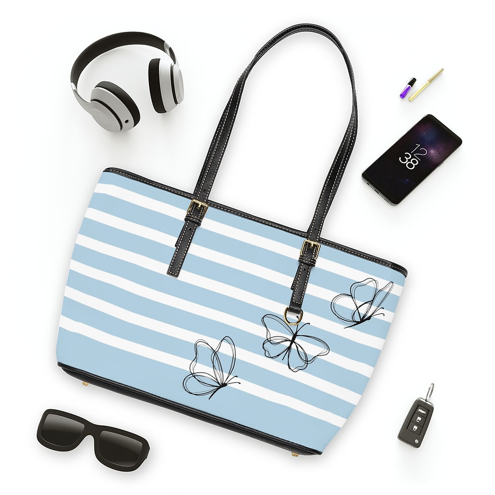 Thumbnail: Blue Striped Butterfly PU Leather Shoulder Bag