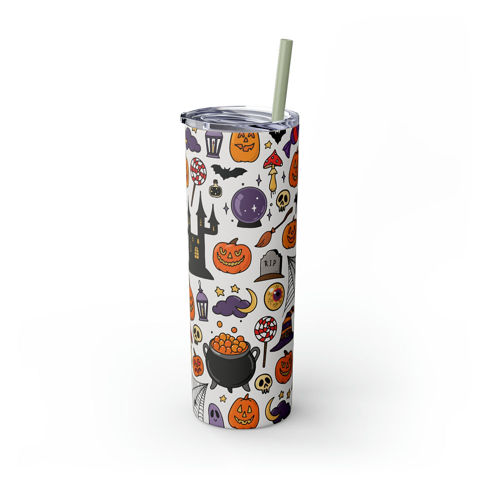 Thumbnail: Trick or Treat Skinny Tumbler with Straw, 20oz