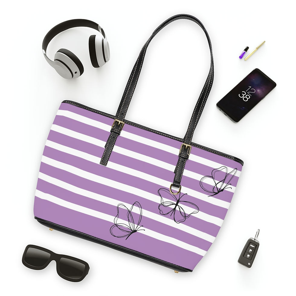 Thumbnail: Lavender Striped Butterfly PU Leather Shoulder Bag