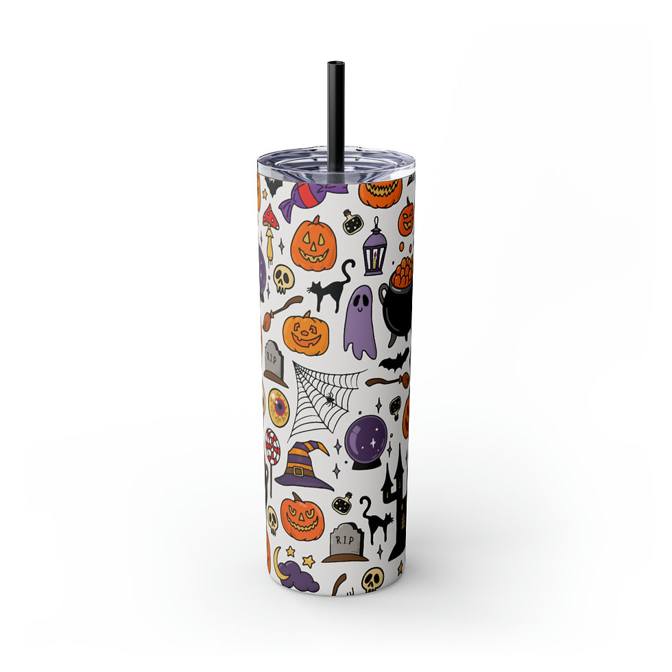 Thumbnail: Trick or Treat Skinny Tumbler with Straw, 20oz
