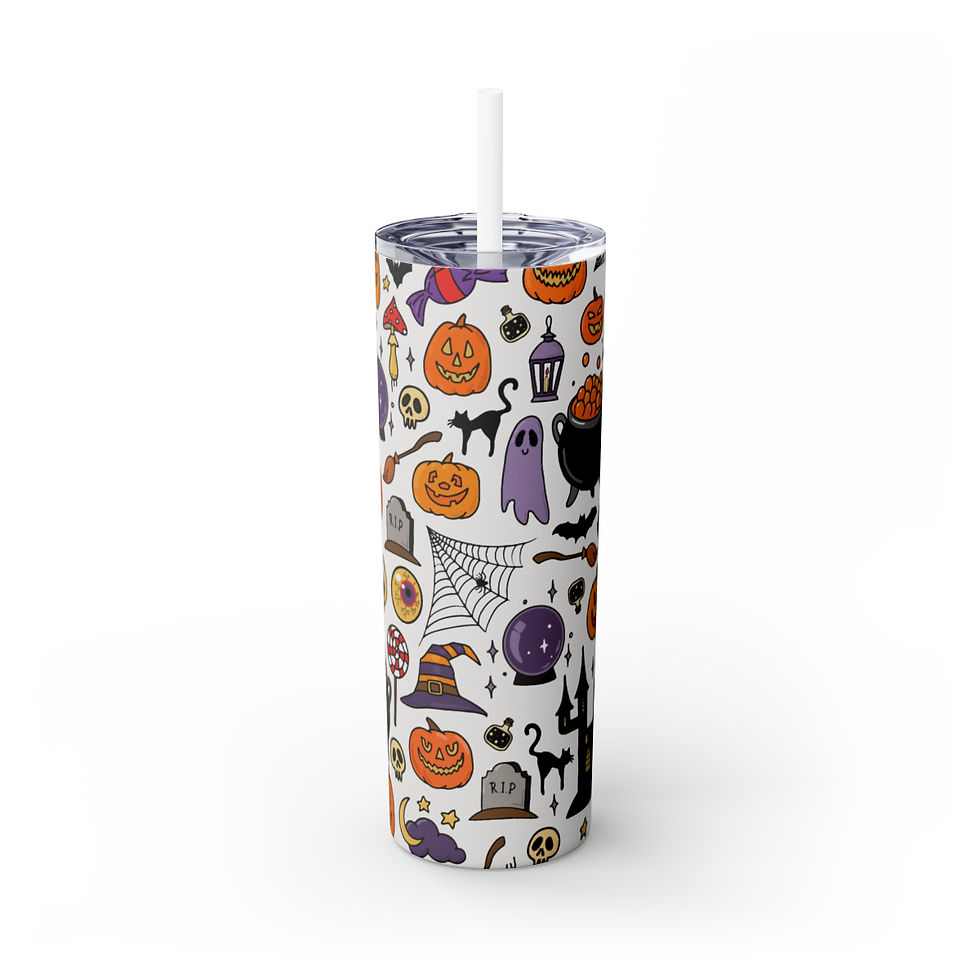Thumbnail: Trick or Treat Skinny Tumbler with Straw, 20oz