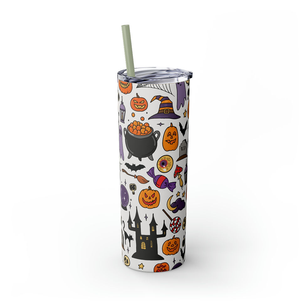 Thumbnail: Trick or Treat Skinny Tumbler with Straw, 20oz