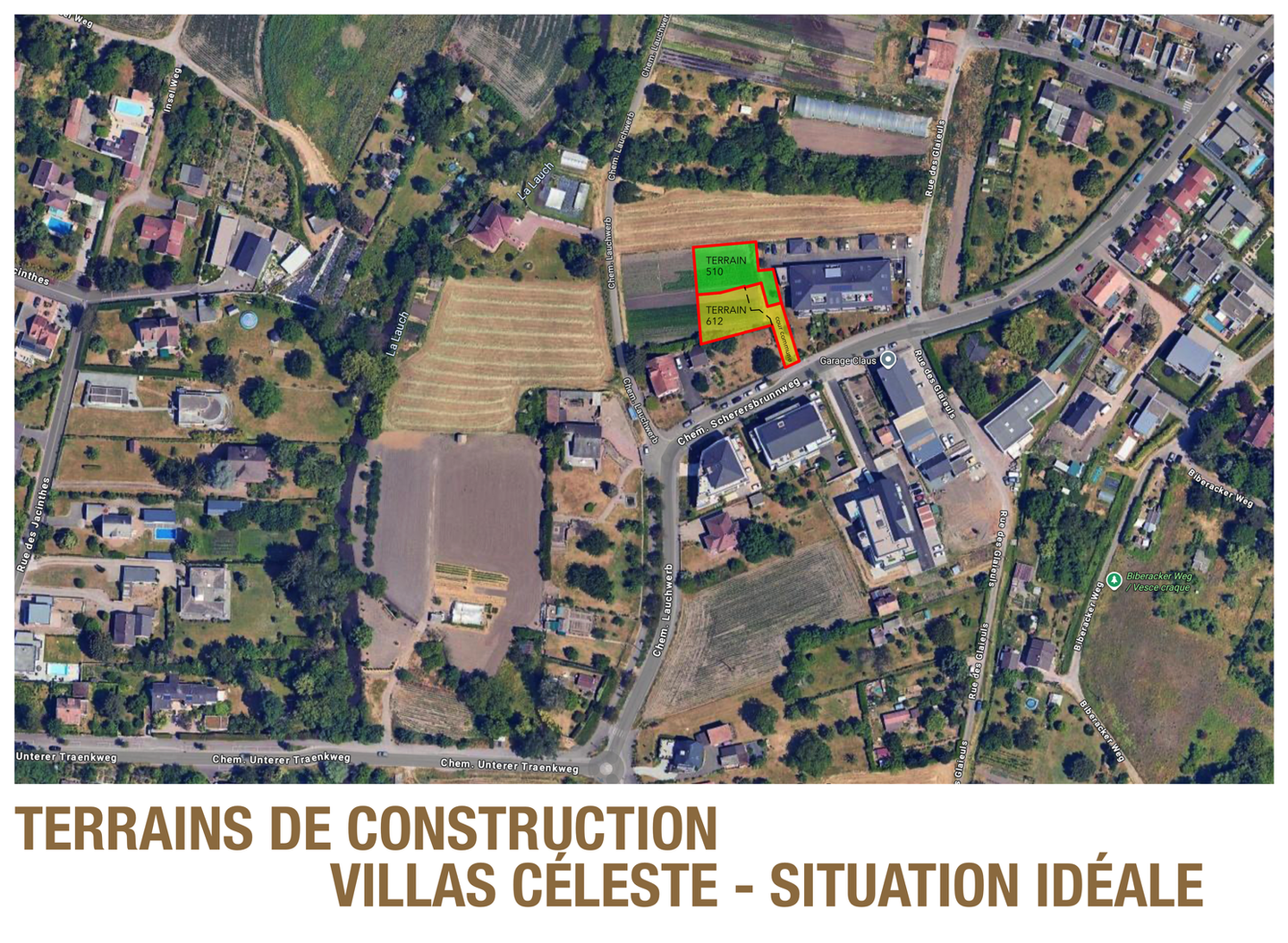 Terrain construction quartier maraichers Colmar sud - projet villa d'architecte - Toniutti promotion Colmar - situation top