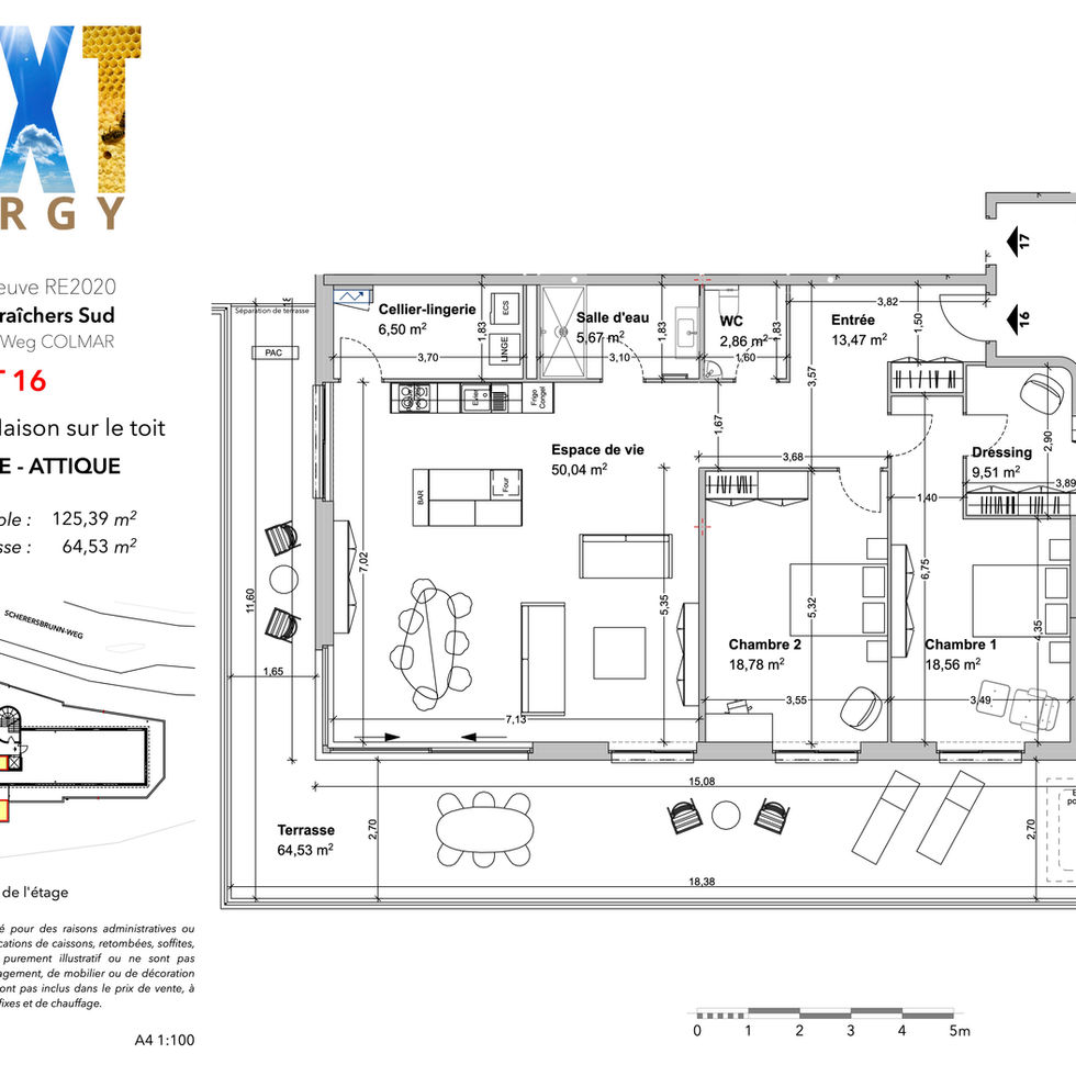 plan 125m2 attique lot 16 NEXT ENERGY TONIUTTI COLMAR construction quartier maraichers
