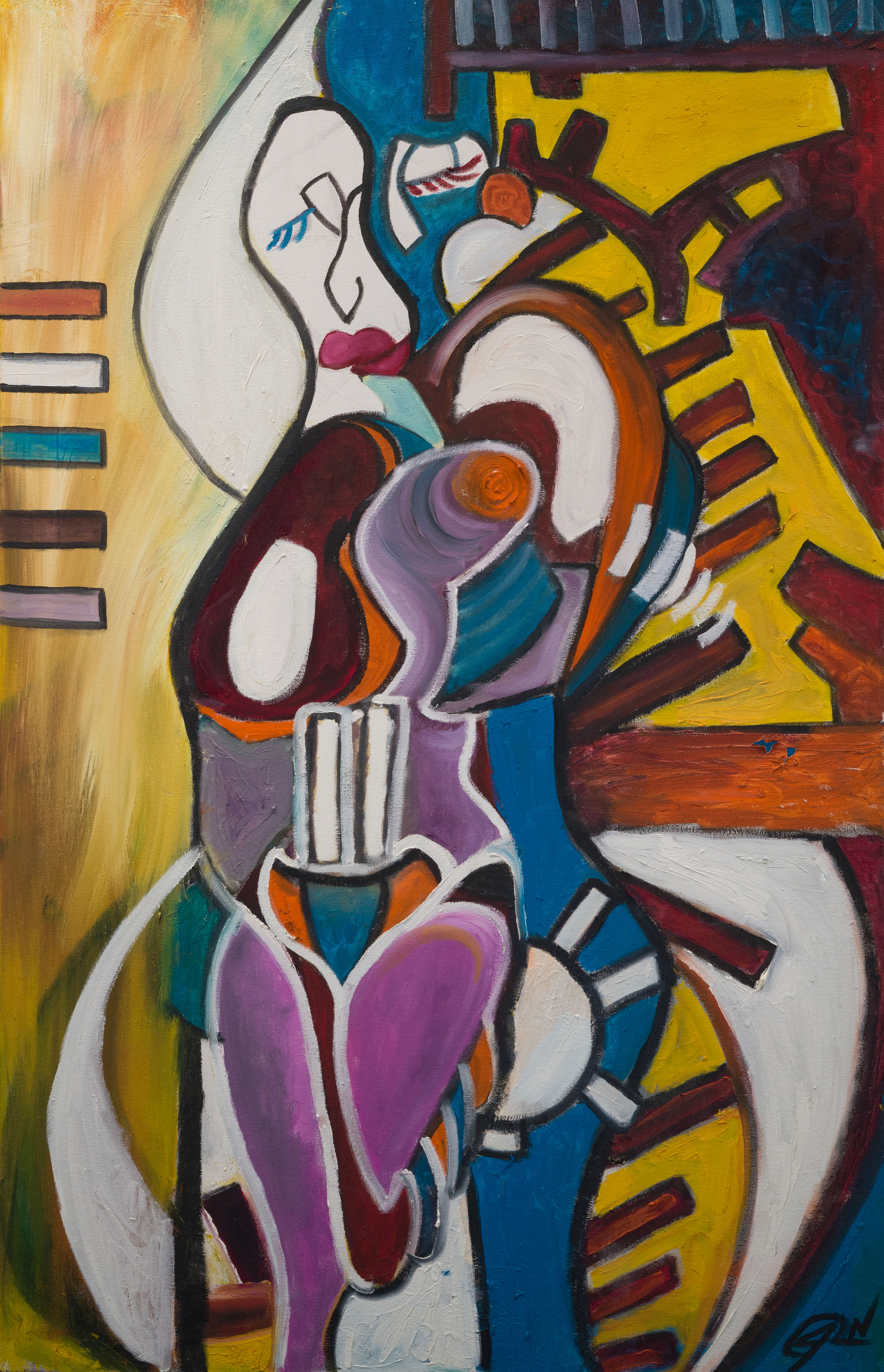 Playing Hearts oil painting