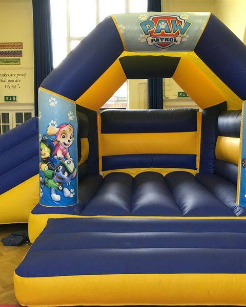 Paw Patrol With Slide, a inflatable slide for hire from Banstead Bouncers