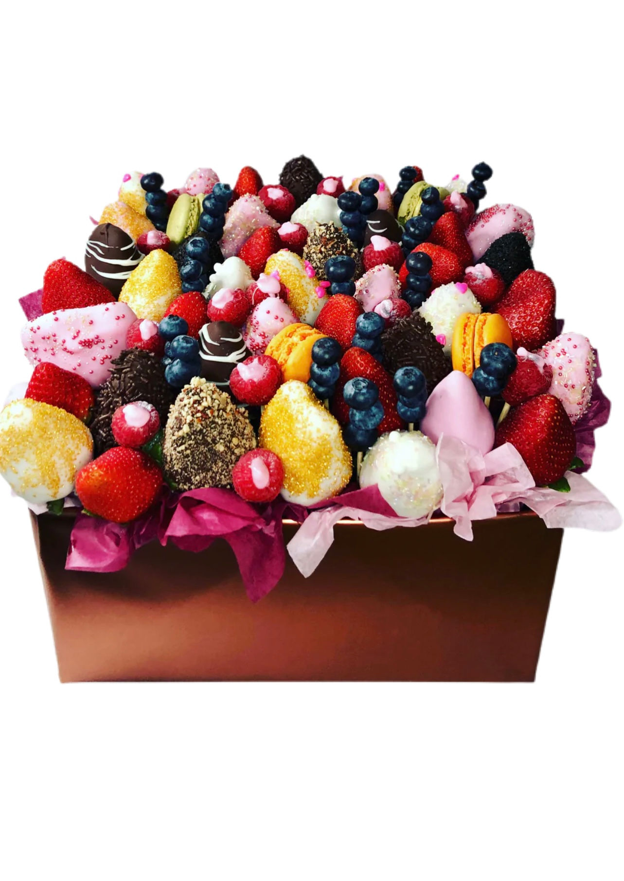 Strawberries & Macarons Arrangement Looking for a perfect gift? Don't go anywher