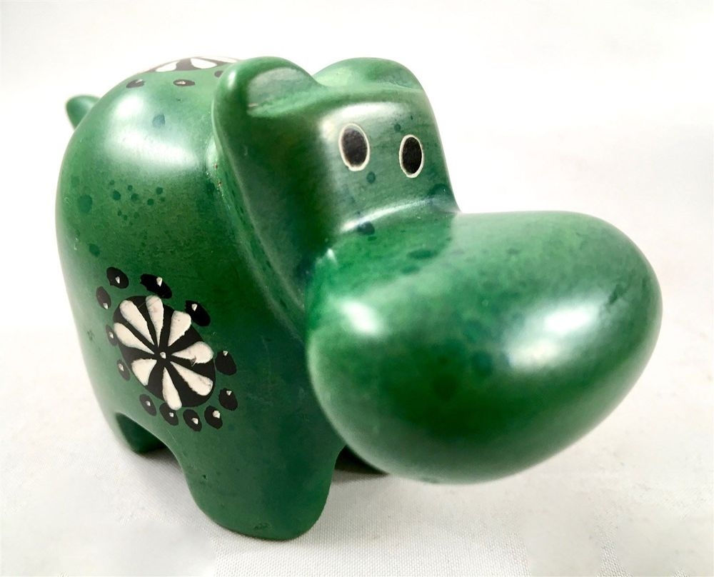Green Kisii Stone Hippo - Drlg. 149
