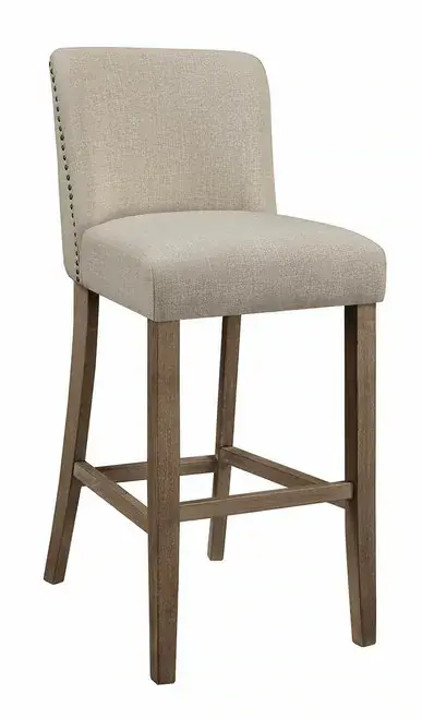 By Coaster, Valeback Beige Bar Stool With Nailhead Trim set of Two