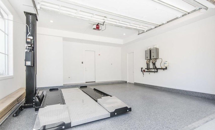 Home gym with exercise equipment, West Los Angeles Private Residence