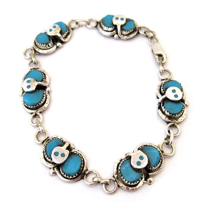 Thumbnail: Effie Calavaza Sleeping Beauty Turquoise  Link Bracelet #EFF220