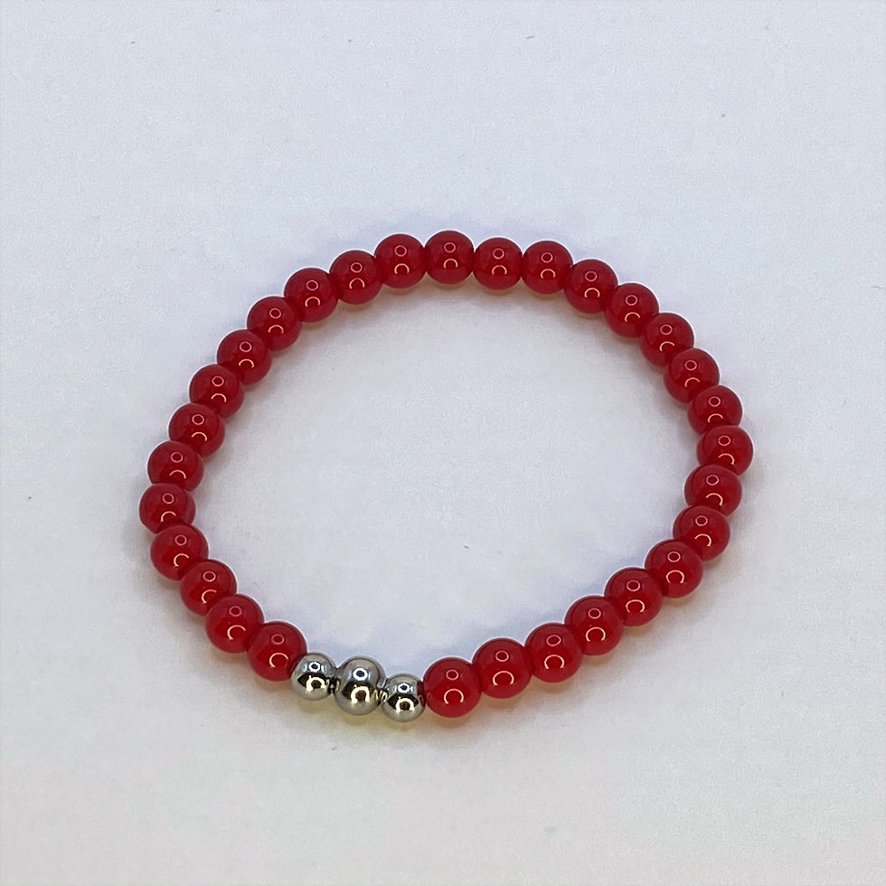Thumbnail: Armband van koraal 6mm met zilverkleurig rvs