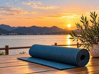 Rolled Yoga Mat at Sunset Lake(1).jpg