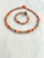 Colorful matching boho necklace and bracelet set for women