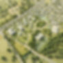 Aerial view of a land development plan blending urban and green areas. Incorporate archite