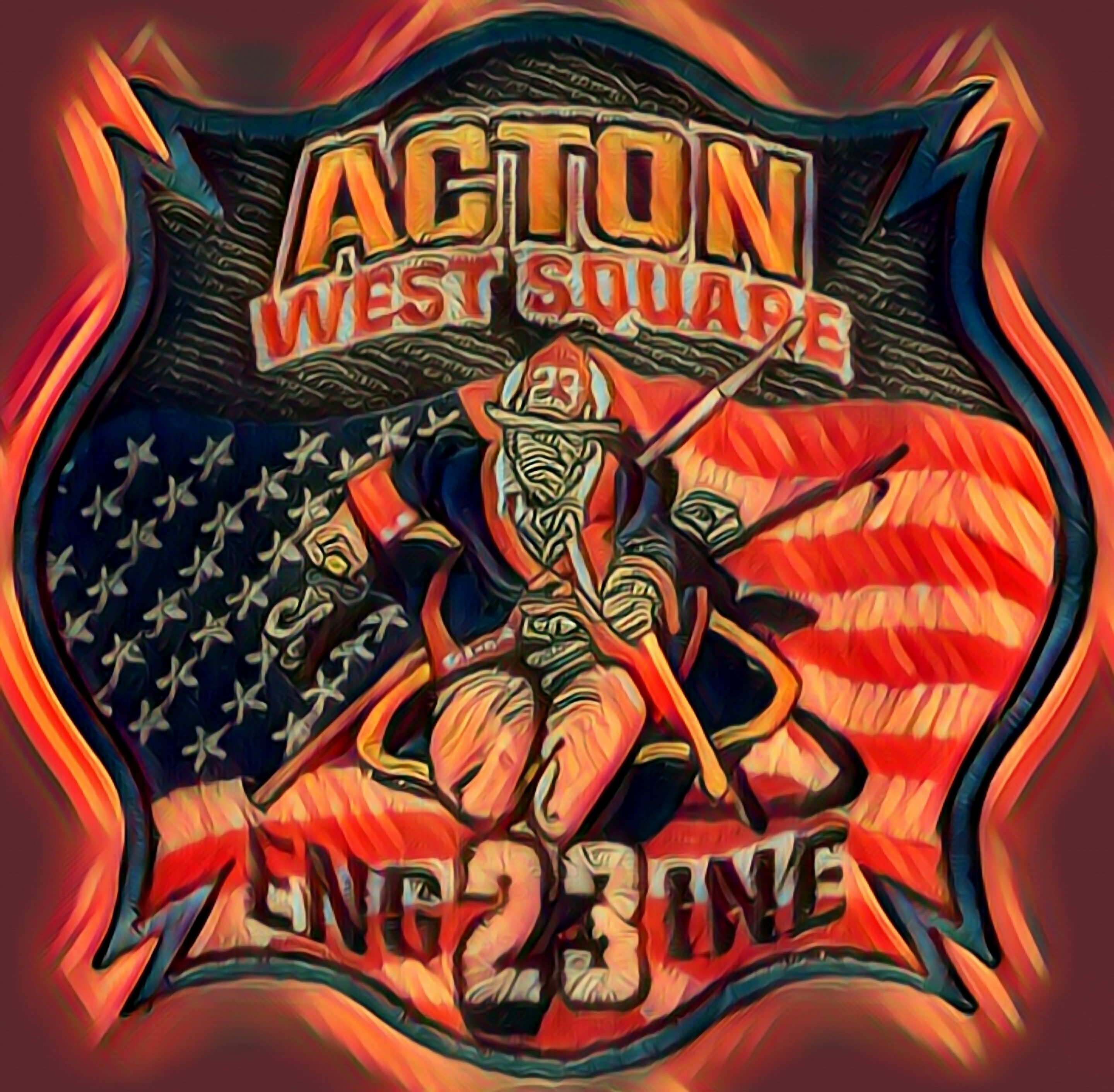 Massachusetts Fire Patch Painting Print 8x8