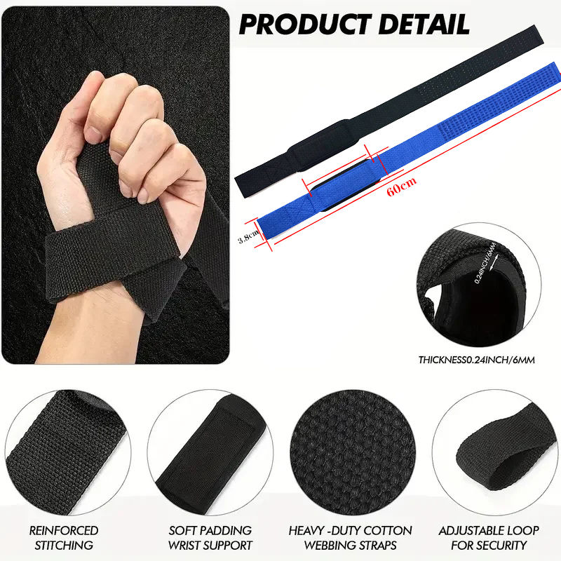 Thumbnail: Weightlifting Wrist Straps Strength Training Adjustable Non-slip Gym Fitness Lif