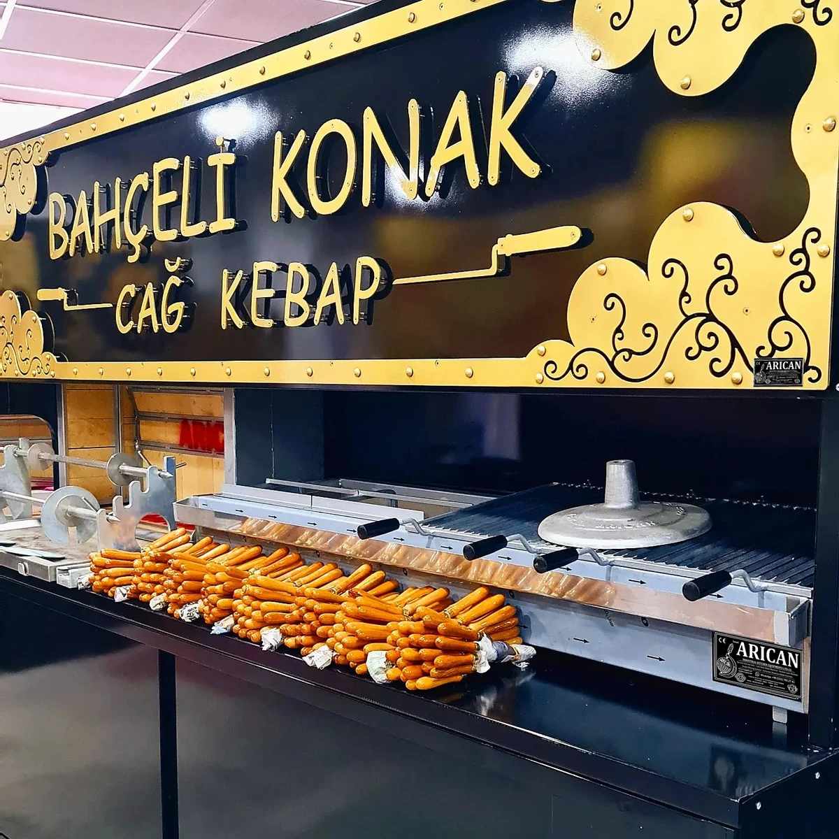 Wood-fired cağ kebab machines · Black metal · 300 cm — AG-306 · 1