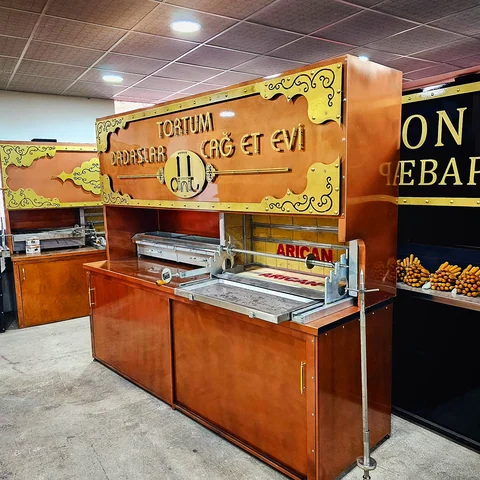 Holzbefeuerte Cağ-Kebab-Grills · Kupferoptik · 250 cm — AG-431 · 1