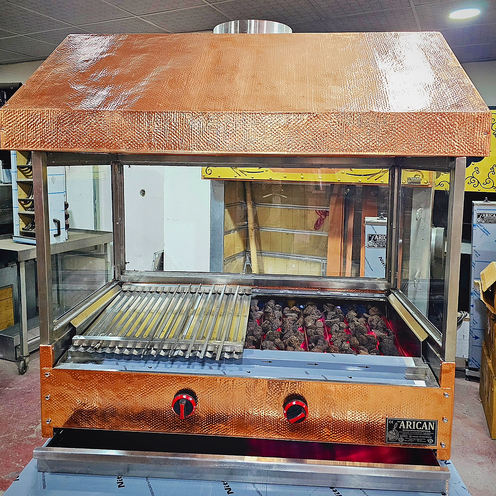 Thumbnail: Gas and Lava Stone Copper Grill with Glass and Kitchen Hood