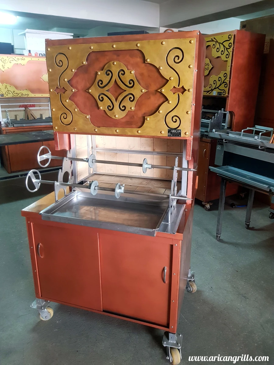 Wood-fired cağ kebab machines · Copper-look finish · Custom design examples — AG-186 · 1