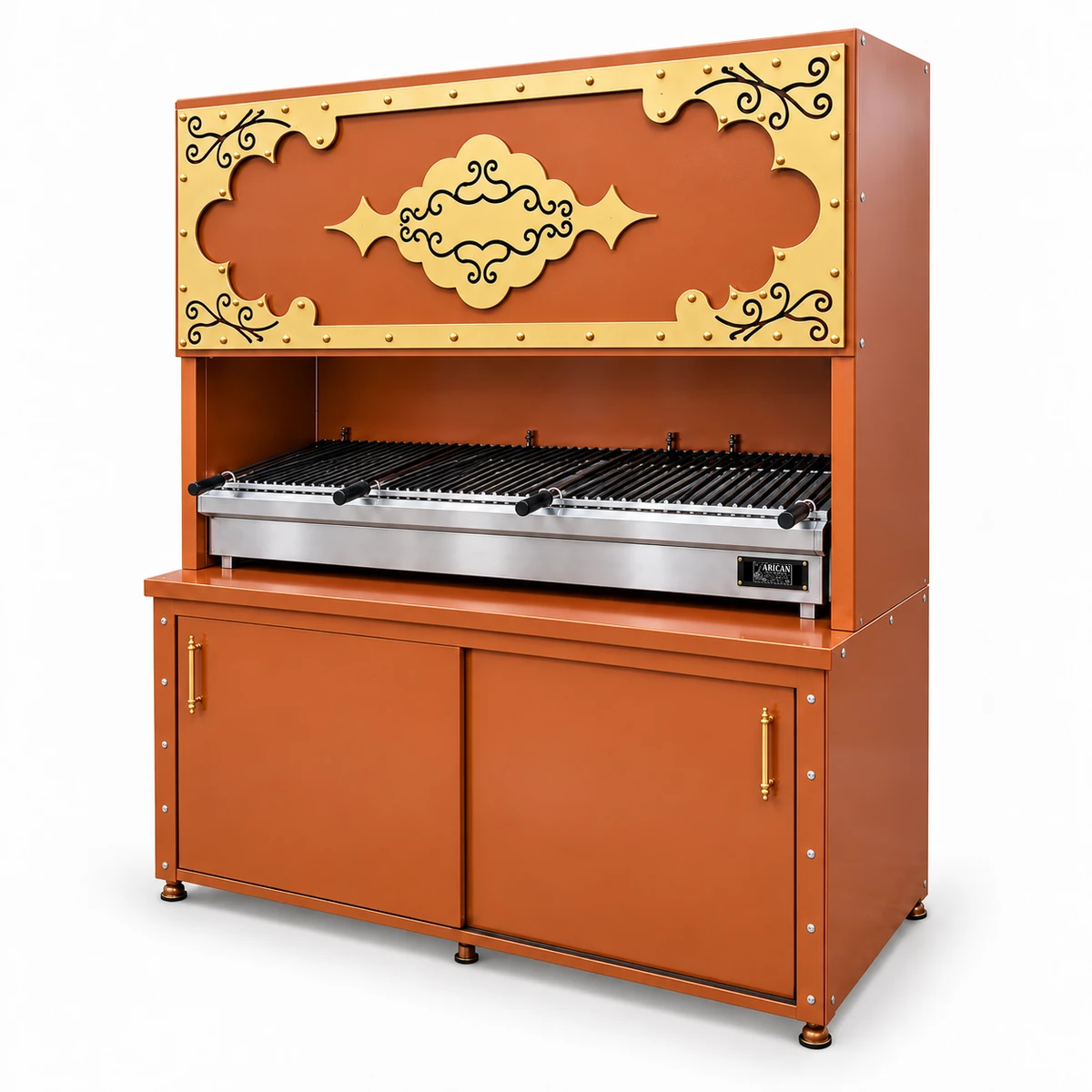 Decorative charcoal kebab grill with cabinet · 175 cm