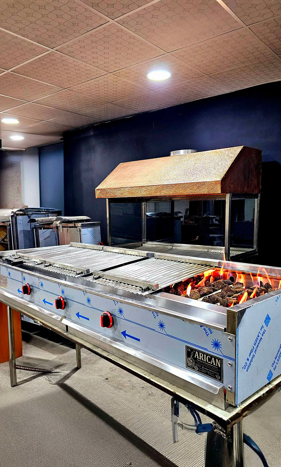 Miniature : Gril à kebab industriel à gaz et pierre de lave 200 cm