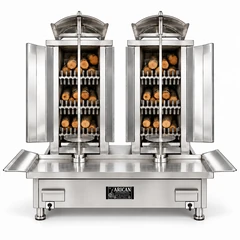 Wood & charcoal doner machine · Double · 3+3 fuel levels · Stainless steel