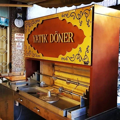 Wood-fired cağ kebab machines · Copper-look finish · Custom design examples — AG-235 · 2