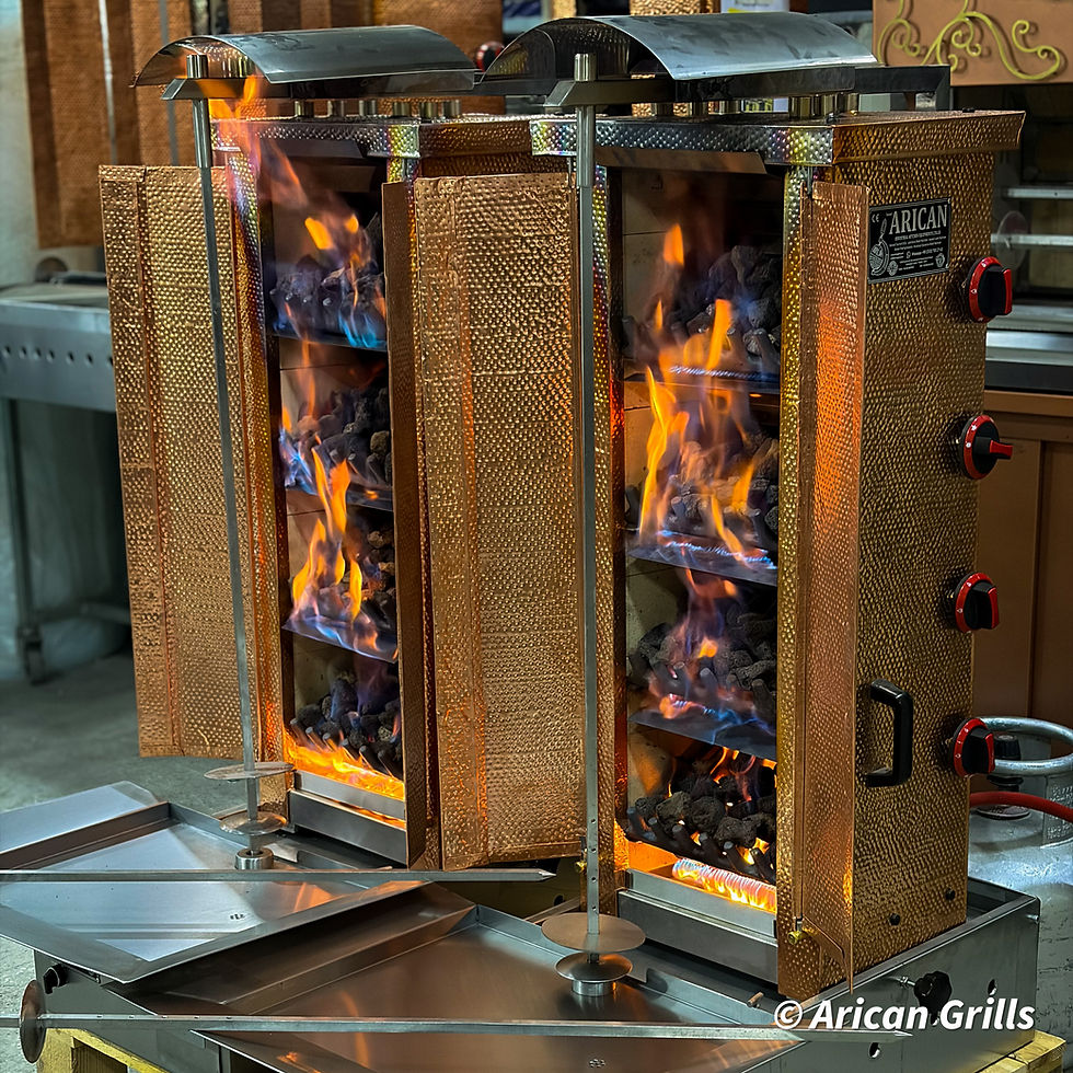 Küçük resim: Copper Gas and Lava Stone Arican Doner Shawarma Machine