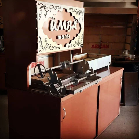 Wood-fired cağ kebab machines · Copper-look finish · 200 cm — AG-174 · 2