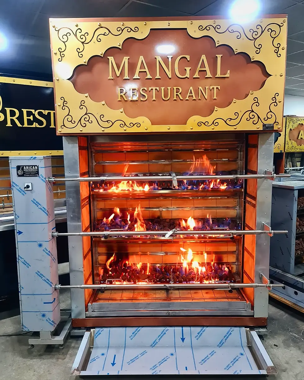 Küçük resim: Kuzu Cevirme Ocagi Gazli Lav Tasli ve Odunlu